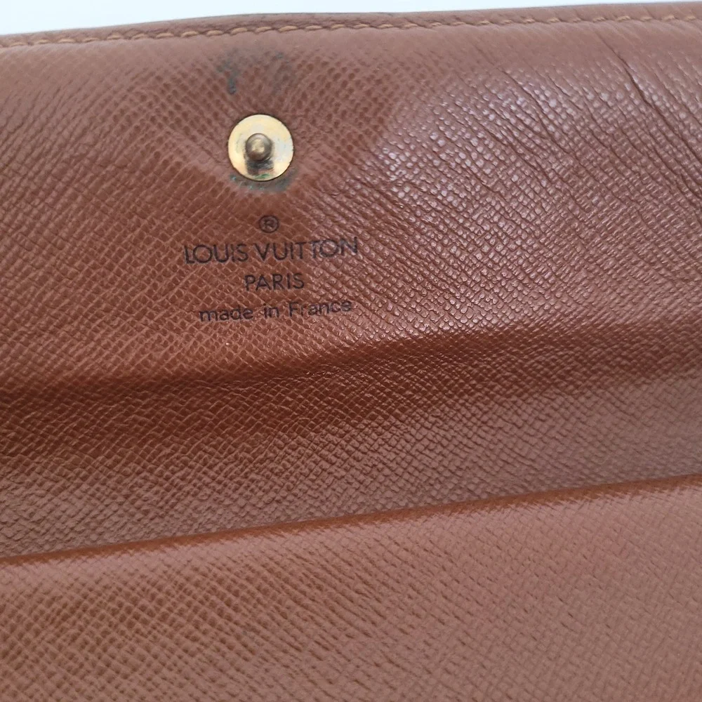 Louis Vuitton Monogram‎ Canvas Long Wallet Brown Leather France TH0064 Fair